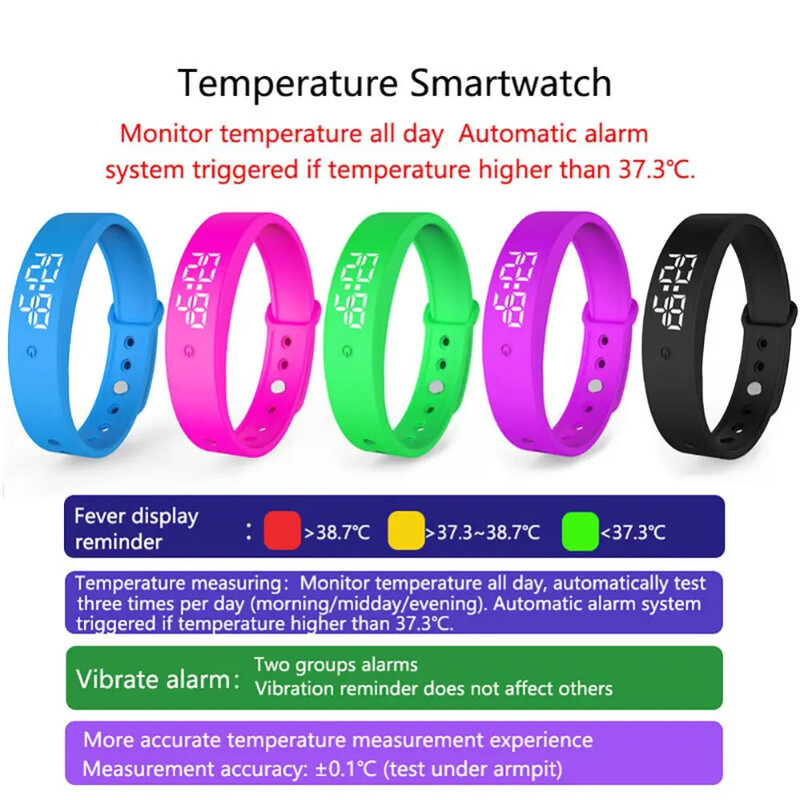 LED digitalna pametna narukvica Vodootporni pametni sat Smart Band s monitorom tjelesne temperature Smart Band Vibration Alarm Podsjetnik