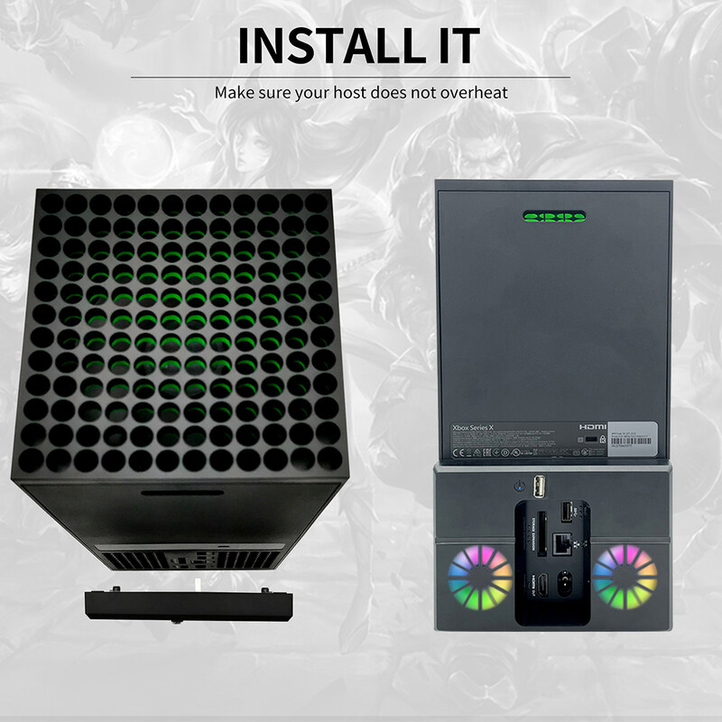 За Xbox Series X конзола Охлаждащ вентилатор Докинг станция Вертикална стойка с двойни вентилатори и USB охлаждаща стойка Охлаждане за Xbox Series X