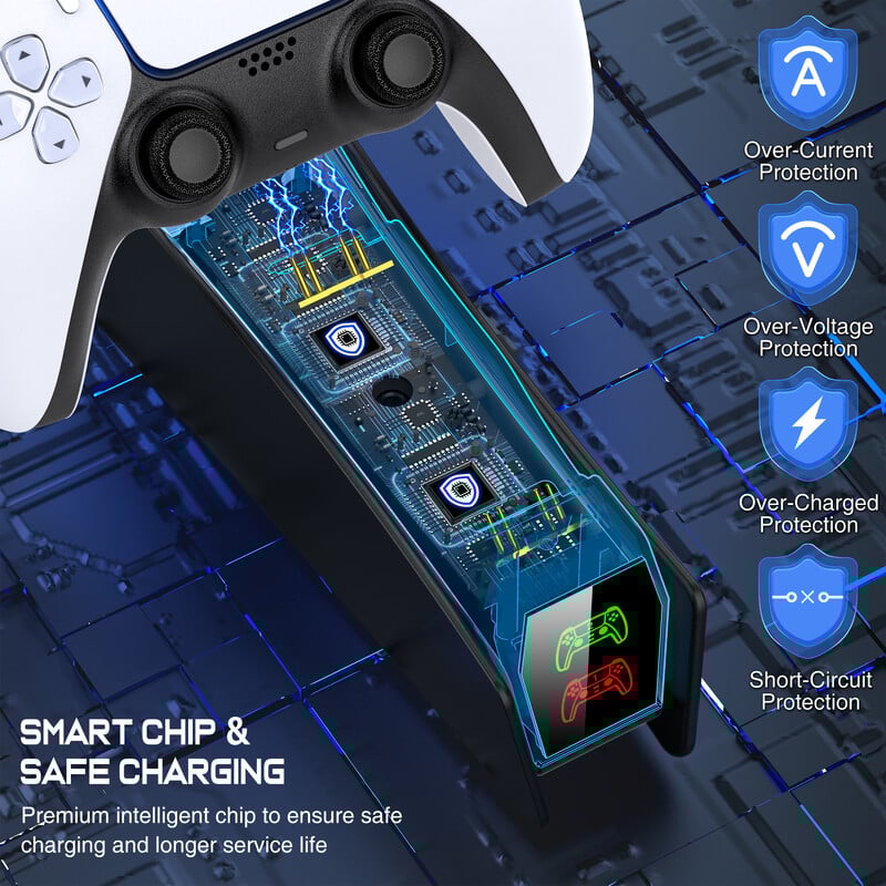 Nabíjačka pre ovládače PS5 s LED svetlom, dvojitý stojan, nabíjacia stanica, príslušenstvo pre ovládače PS5