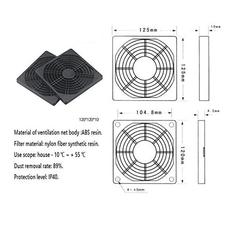 2 gab Putekļu necaurlaidīgs ventilatora aizsargs ABS datora ventilatora režģis 120 mm ventilatora filtrs ventilatora sieta vāks bez instrumenta ventilatora sietiņš