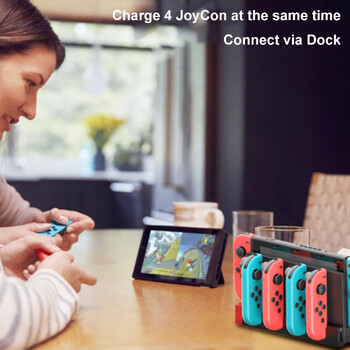 ΝΕΟΣ ΧΡΩΜΑΤΟΣ Φορτιστής JoyCon για Nintendo Switch oled 4 σε 1 Ελεγκτής βάσης βάσης για Nintendo Switch Joy-Con Charging