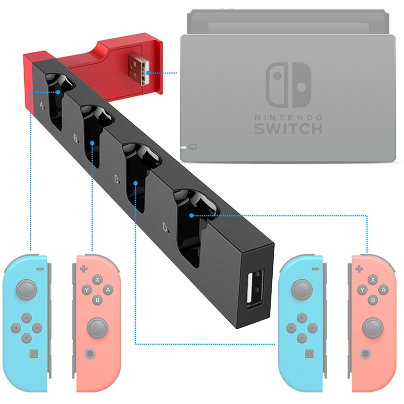 JAUNS KRĀSU lādētājs JoyCon priekš Nintendo Switch oled 4 vienā kontroliera dokstacijas turētājs Nintendo Switch Joy-Con uzlādei