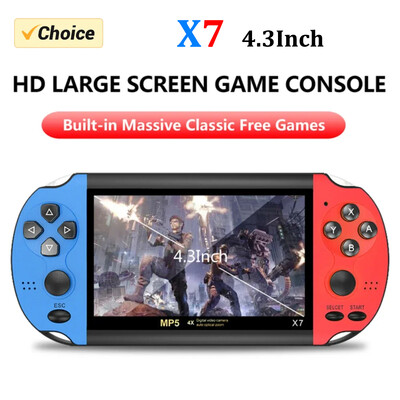 X7 rokas spēle 4,3 collu HD liels 8G ekrāns klasisks spēļu retro konsole Iebūvēta 10000 spēļu Mini rokas MP5 videospēle