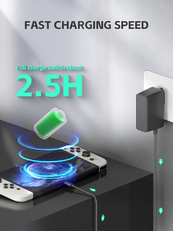 DATA FROG EU/US Plug kintamosios srovės adapterio įkroviklis, skirtas Nintendo Switch OLED Travel Home Charging Type C USB maitinimo šaltinis, skirtas Nintend Switch