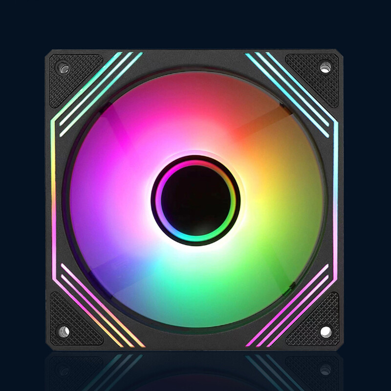 PC hűtőventilátor 5V 3 tűs ARGB tükör ciklus fényhatás 650-1800RPM PWM 140mm hűtőventilátor hátra/előre