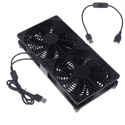 1 set ventilator de răcire cu debit mare de aer pentru router modem receptor 120mm DC12V ventilatoare pentru router PC alimentate prin USB cu cablu comutator