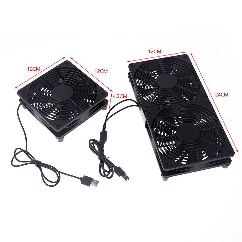 1 set ventilator de răcire cu debit mare de aer pentru router modem receptor 120mm DC12V ventilatoare pentru router PC alimentate prin USB cu cablu comutator