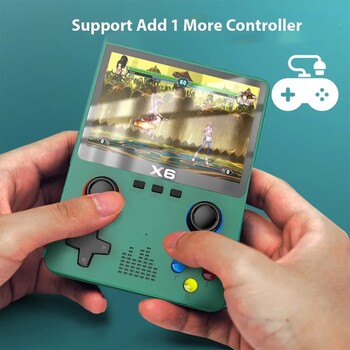 2023 Νέο X6 3,5 ιντσών IPS Screen Handheld Game Player Dual Joystick 11 Simulators GBA Video Game Console for Kids Gifts