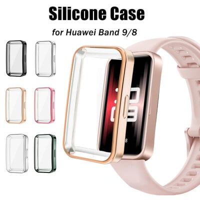 Minkštas TPU dėklas, skirtas Huawei Band 9/8 Shell Frame Buferio ekrano apsauga Glass Band9 Visiškai skaidrus apsauginis dangtelis