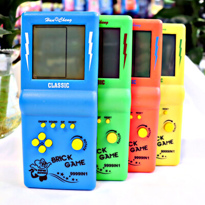 Klasszikus retro kézi játéklejátszók Tetris konzolhoz, nagy képernyős, nosztalgikus zsebjáték gyerekeknek, kirakós játékok