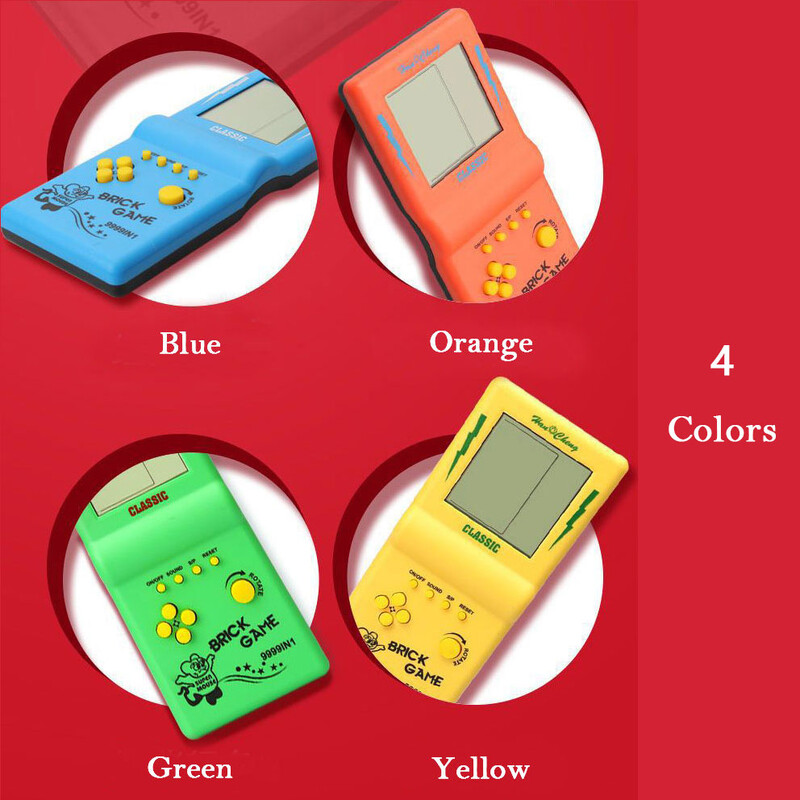 Klasiski retro rokas spēļu atskaņotāji, kas paredzēti Tetris konsolei liela ekrāna bērnu nostalģiskas kabatas spēles mašīnas bērniem, mīklu rotaļlietas