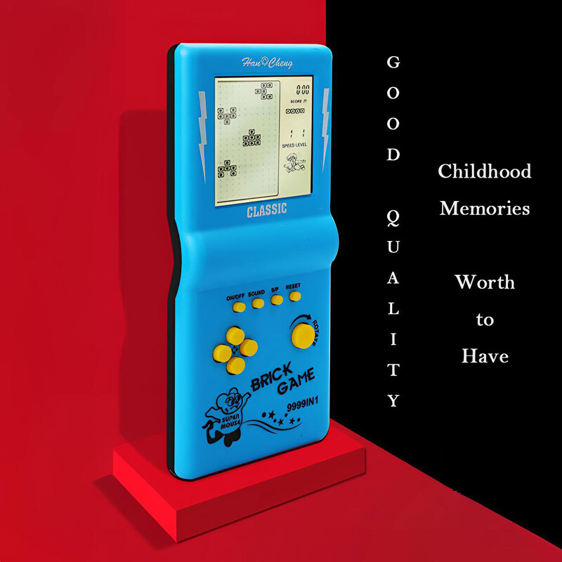 Klasiski retro rokas spēļu atskaņotāji, kas paredzēti Tetris konsolei liela ekrāna bērnu nostalģiskas kabatas spēles mašīnas bērniem, mīklu rotaļlietas