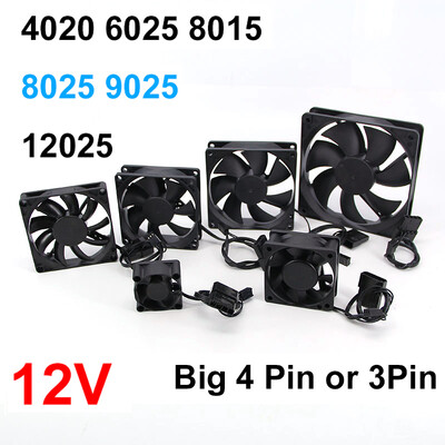 DC 12v 3 kontaktų arba didelis 4 kontaktų 60 mm 80 mm 90 mm 120 mm bešepetėlis kompiuterio aušinimo ventiliatorius PC ventiliatoriai kompiuterio korpusui GPU procesoriaus aušintuvo radiatorius L1