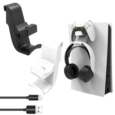 2 vienā PS5 kontroliera lādētājs ar austiņu turētāju Smart Charging Dock Station PS5 kontrolierim
