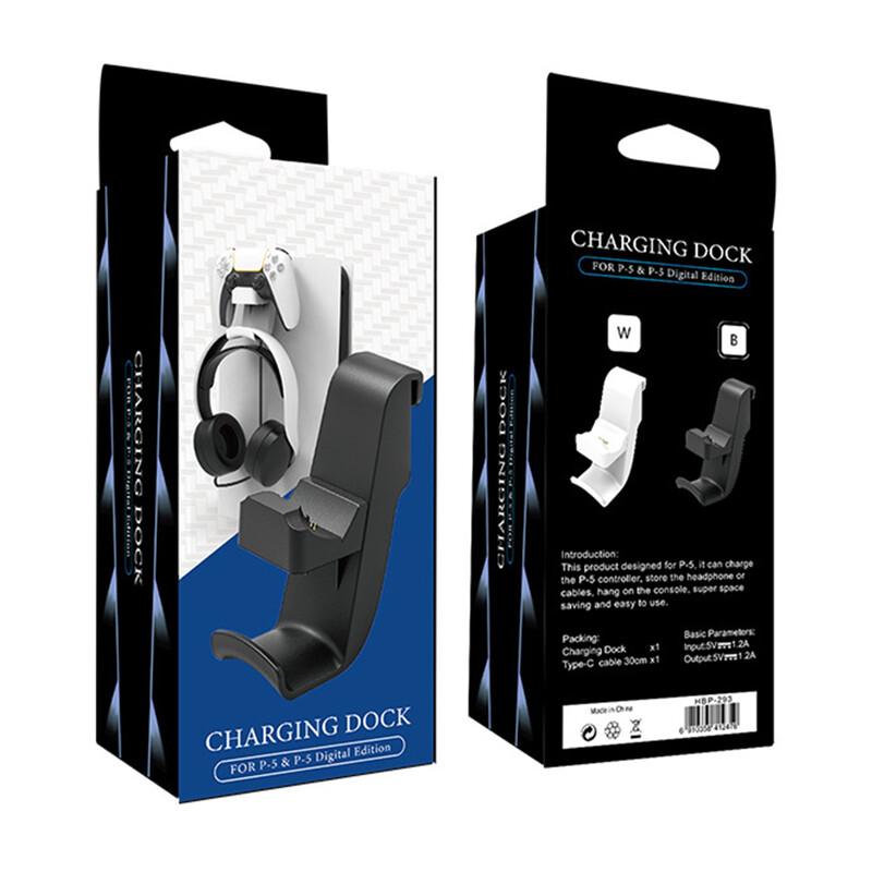 2 u 1 punjač za PS5 kontroler s držačem za slušalice Pametna priključna stanica za punjenje za PS5 kontroler