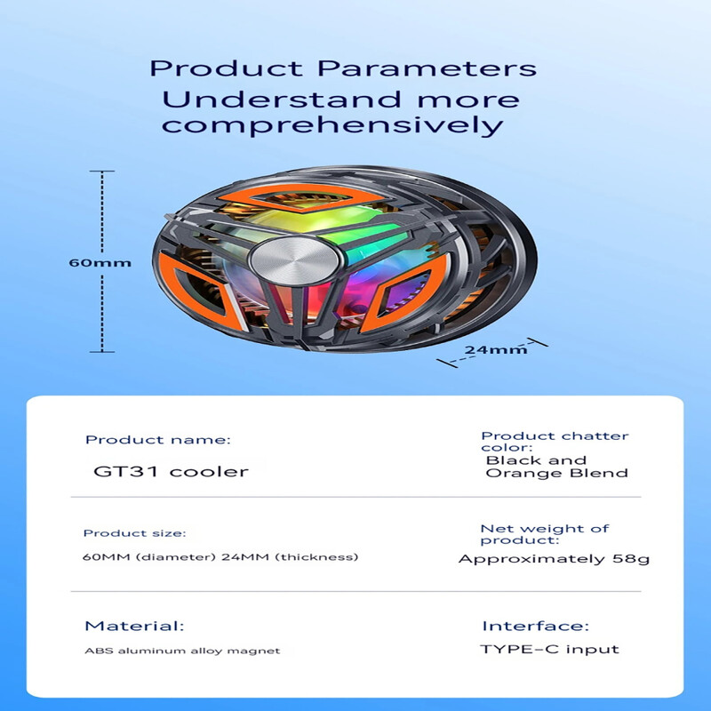 GT31 Magnetski hladnjak za telefon Prijenosni telefon Poluvodički radijator Mobilni Gaming Video Streaming Telefonski ventilator