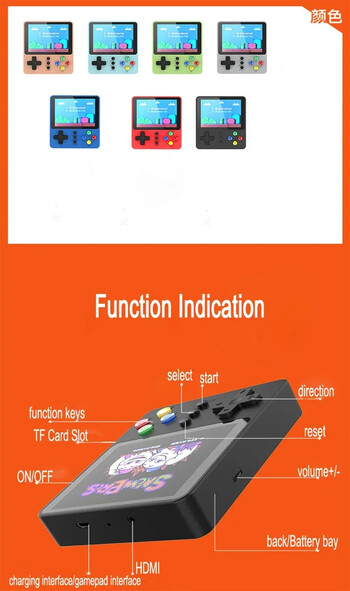 Νέα ρετρό φορητή κονσόλα βιντεοπαιχνιδιών 3 ιντσών έγχρωμη οθόνη LCD φορητή μίνι συσκευή αναπαραγωγής παιχνιδιών 8 bit με 500 παιχνίδια δώρα γενεθλίων