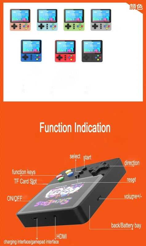 Nauja retro rankinė vaizdo žaidimų konsolė 3 colių spalvotas LCD ekranas, nešiojamas mini 8 bitų žaidimų grotuvas su 500 žaidimų gimtadienio dovanomis