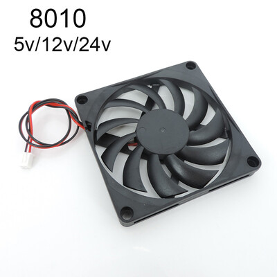 8010 5v 12V 24V kefe nélküli hűtőventillátor Reprap3D nyomtató alkatrészekhez DC hűtő 80 x 80 x 10 mm műanyag ventilátor