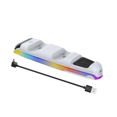 Pentru PS5 Slim Dual Controller Dock de încărcare Suport pentru căști Suport de încărcare RGB Dock pentru PlayStation 5 Controller încărcător