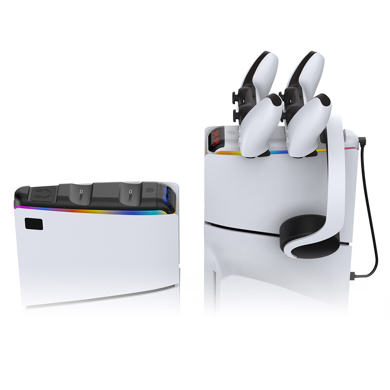 Pentru PS5 Slim Dual Controller Dock de încărcare Suport pentru căști Suport de încărcare RGB Dock pentru PlayStation 5 Controller încărcător