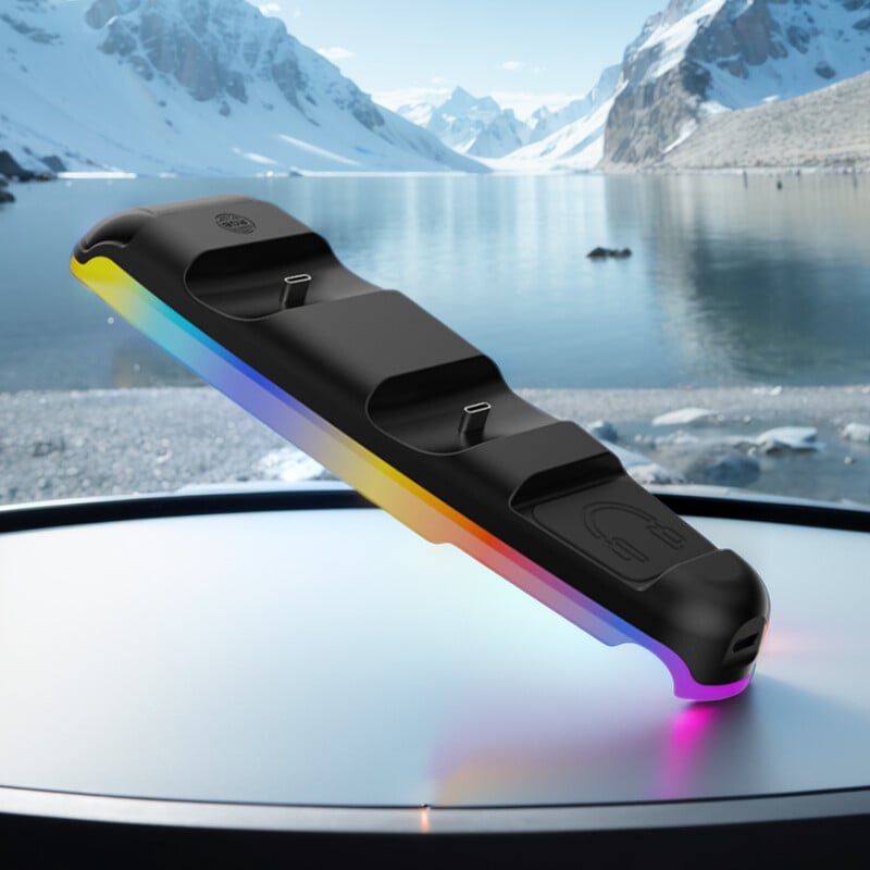 Pentru PS5 Slim Dual Controller Dock de încărcare Suport pentru căști Suport de încărcare RGB Dock pentru PlayStation 5 Controller încărcător