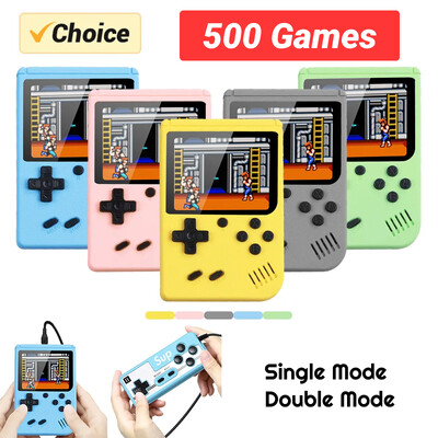 Retro nešiojamasis mini delninis vaizdo žaidimų konsolė 8 bitų 3,0 colio spalvotas LCD vaikų spalvotas žaidimų grotuvas, integruotas 500 žaidimų