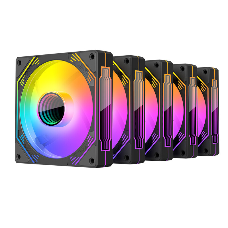 120 mm šasijas ventilatori 1800 apgr./min. 5 V 3 Pin ARGB 12 V 4 PIN PWM Adresējams RGB korpusa ventilators, daudzšķautņains bezgalības spogulis ARGB gaismas efekts