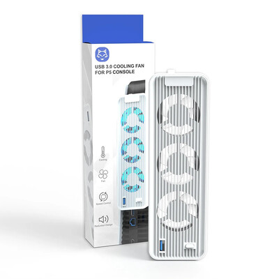 NOU Ventilator de răcire USB3.0 Consola de jocuri Ventilator de răcire Ventilator de răcire silențios Lumină LED 5500/9500 RPM cu 3 ventilatoare pentru consola PS5/PS5 Slim