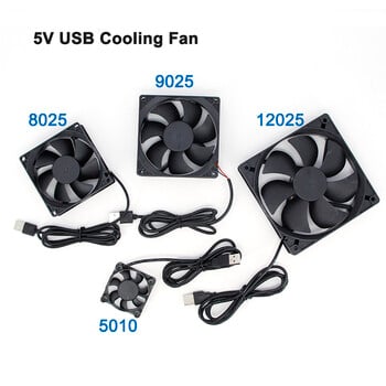 120x120x25mm 80x80x25mm 5010 9025 5V USB Power Cooling Case Вентилатор за приемник DVR Xbox TV Box Router L1