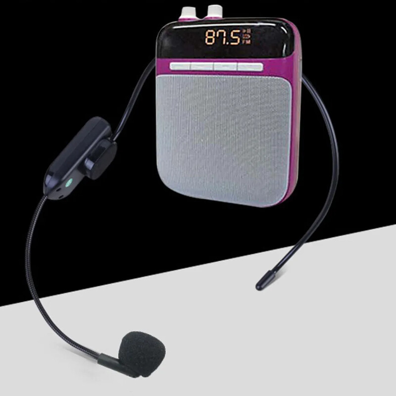 Bezdrôtový FM mikrofón, slúchadlá s megafónom, rádiový mikrofón pre reproduktory na výučbu, náhlavný montovaný ručný bezdrôtový mikrofón 2 v 1