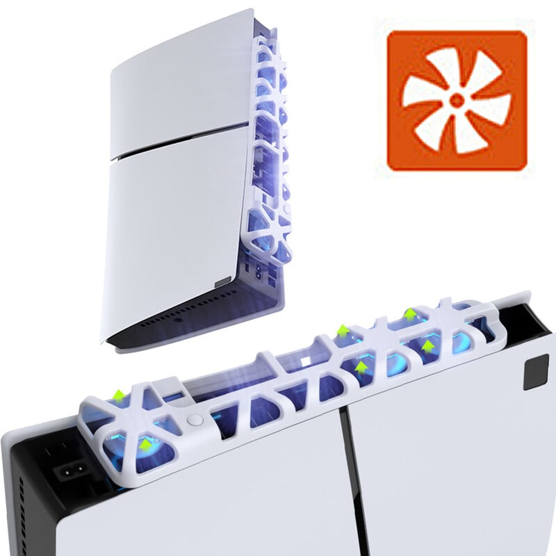 Aušintuvo ventiliatorius, skirtas PS5 Slim Console Aušintuvas 9500 RPM Efektyvi aušinimo sistema su 3 ventiliatoriais Aušinimo žaidimų priedai 3 ventiliatoriaus greičio nustatymas