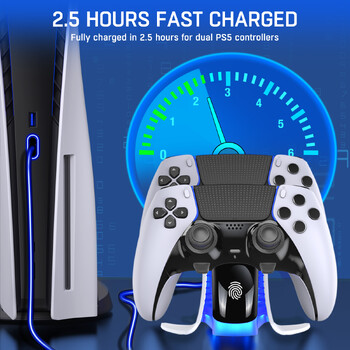 BEBONCOOL Dual Controller Charger For PS5 Charging Dock Station for Playstation 5 Dualsense Controllers with USB C Cable for PS5