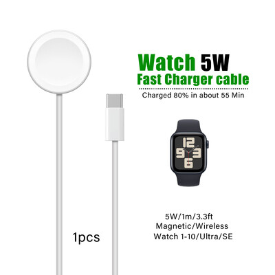 Laikrodžio USB-C magnetinis belaidis greitas įkroviklis, nešiojamas laikrodžio įkrovimo laidas, skirtas Apple Watch Ultra 2/Ultra/10/9/8/7/6/5/4/3/2/1/SE