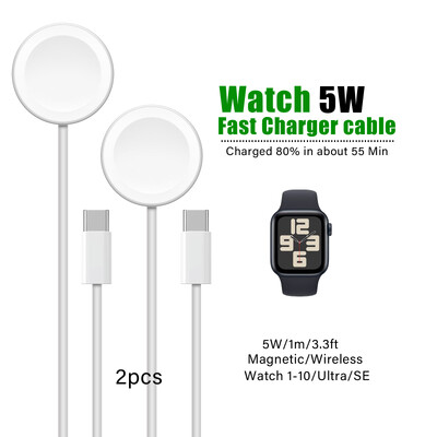Laikrodžio USB-C magnetinis belaidis greitas įkroviklis, nešiojamas laikrodžio įkrovimo laidas, skirtas Apple Watch Ultra 2/Ultra/10/9/8/7/6/5/4/3/2/1/SE