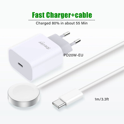 Laikrodžio USB-C magnetinis belaidis greitas įkroviklis, nešiojamas laikrodžio įkrovimo laidas, skirtas Apple Watch Ultra 2/Ultra/10/9/8/7/6/5/4/3/2/1/SE