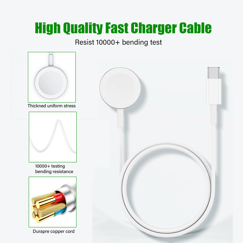 Laikrodžio USB-C magnetinis belaidis greitas įkroviklis, nešiojamas laikrodžio įkrovimo laidas, skirtas Apple Watch Ultra 2/Ultra/10/9/8/7/6/5/4/3/2/1/SE