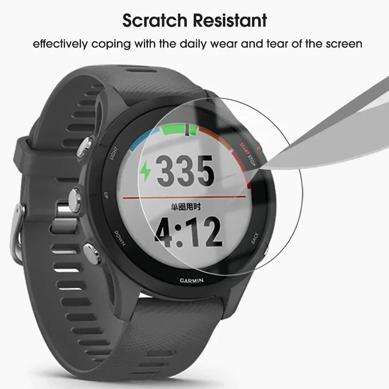 Ochranné puzdro + ochranná fólia na displej pre Garmin Foreruner 255, mäkký ochranný kryt z TPU, tvrdené sklo