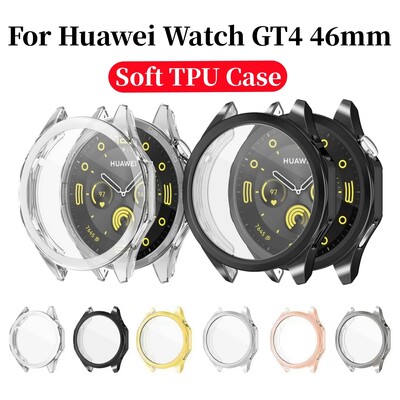 Puha TPU képernyővédő tok Huawei Watch GT4 46 mm-es teljes lökhárító karcolásgátló burkolat Huawei Watch GT 4 Shellhez