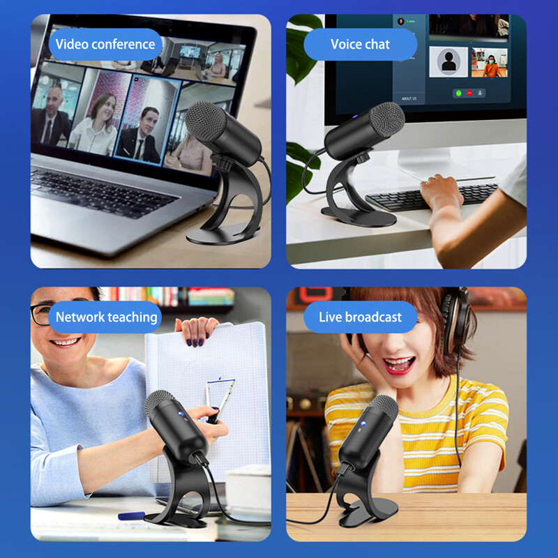 USB žaidimų kompiuterio mikrofonas, skirtas transliuoti podcast'us Stalinis laidinis mikrofonas Žaidimų konferencija Įrašymo triukšmą slopinantis mikrofonas