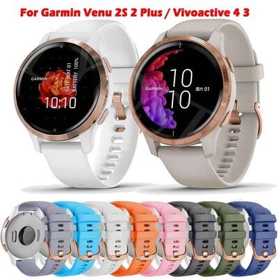 18 20 22 mm viedpulksteņa siksniņa Garmin Venu 2S 2 Plus 2Plus/Vivoactive 3S 4S 3 4 Silikona siksniņa Pulksteņa siksniņa Rokassprādze