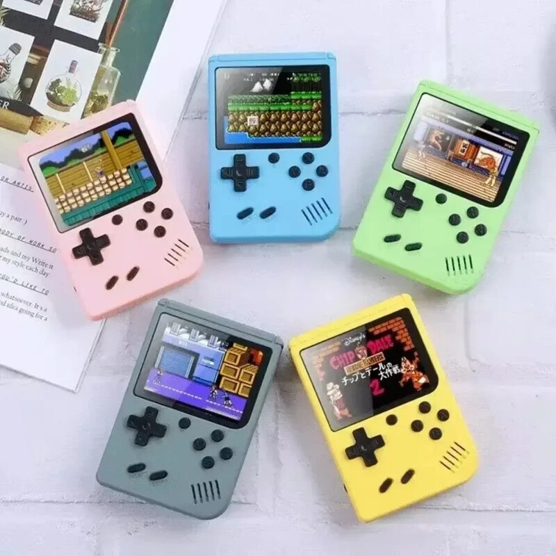 Mini consolă portabilă de jocuri video retro, portabilă, 8 biți, 3,0 inci, LCD color, player pentru jocuri color pentru copii, încorporat în 500 de jocuri