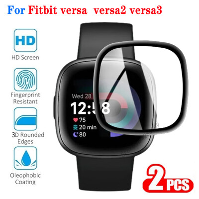2 DB 3D védőfólia borító puha üveg Fitbit Versa 2 3 Sense Versa4 Smart Watch teljes képernyővédő fólia Fitbit Versa3 készülékhez