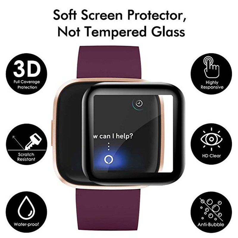 2 buc. Husă film de protecție 3D din sticlă moale pentru Fitbit Versa 2 3 Sense Versa4 Protector de ecran complet pentru ceas inteligent pentru Fitbit Versa3