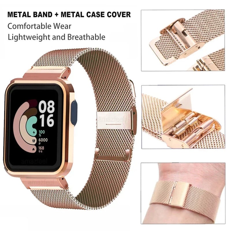 Curea de ceas din metal pentru Xiaomi Mi Watch Lite Redmi Watch 2 Lite 3 Protector de curea din oțel inoxidabil din metal activ Bratara capac
