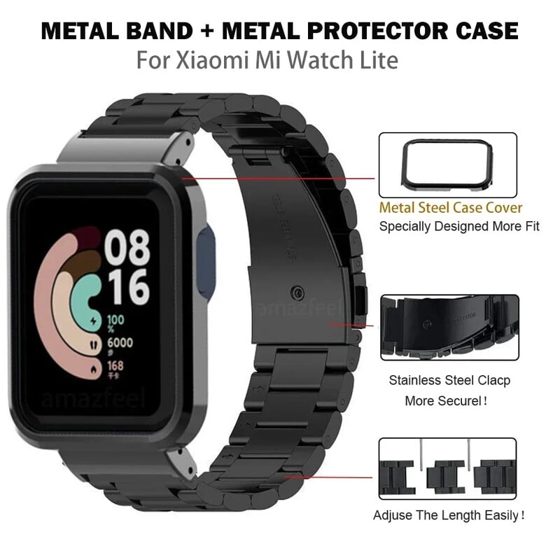Curea de ceas din metal pentru Xiaomi Mi Watch Lite Redmi Watch 2 Lite 3 Protector de curea din oțel inoxidabil din metal activ Bratara capac
