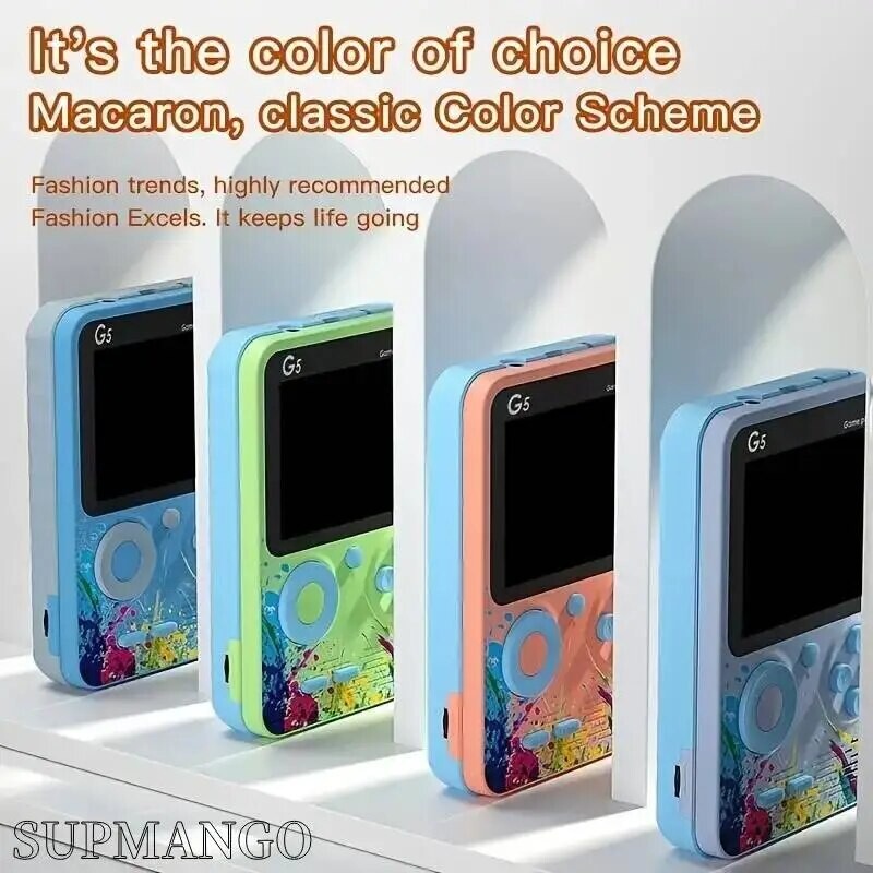 500 Games Mini kézi játékkonzol, beépített klasszikus retro G5 lejátszó Támogatás TV-kimenet játékvezérlővel gyerekeknek, felnőtteknek karácsonyi ajándék