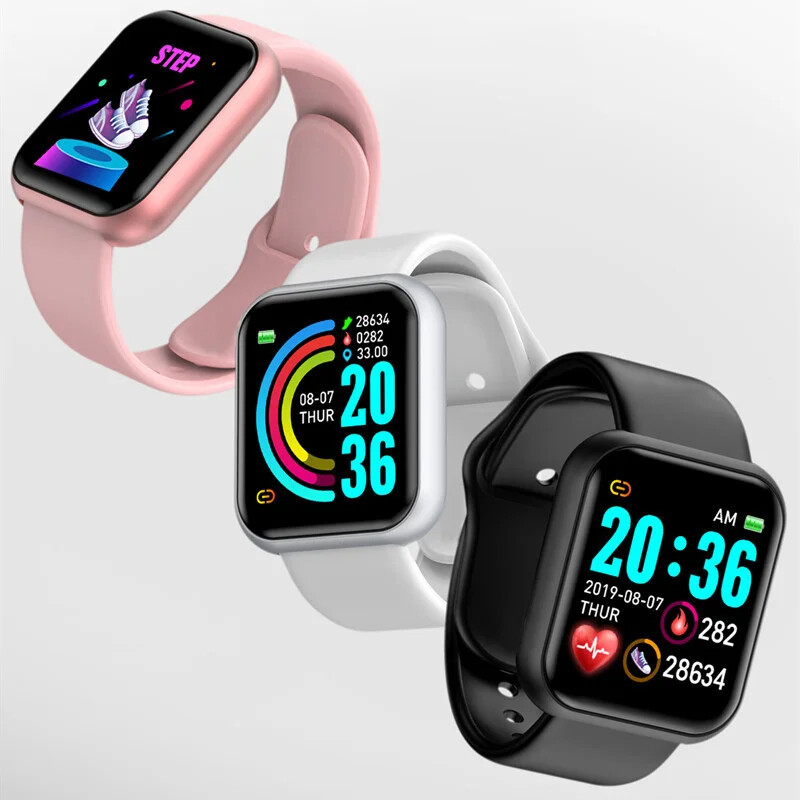 2024 Ceas digital inteligent la modă Femei Bărbați cu Y68 D20 Bluetooth Memento de apel Telecomanda Aparat foto Ceas de mână sport pentru Apple Android