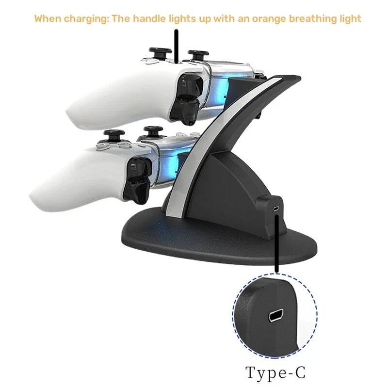 Gyors töltés PS5 vezérlőhöz Gamepad Kettős töltés Playstation 5 kontroller töltőhöz Dokkoló állvány Tartozékok