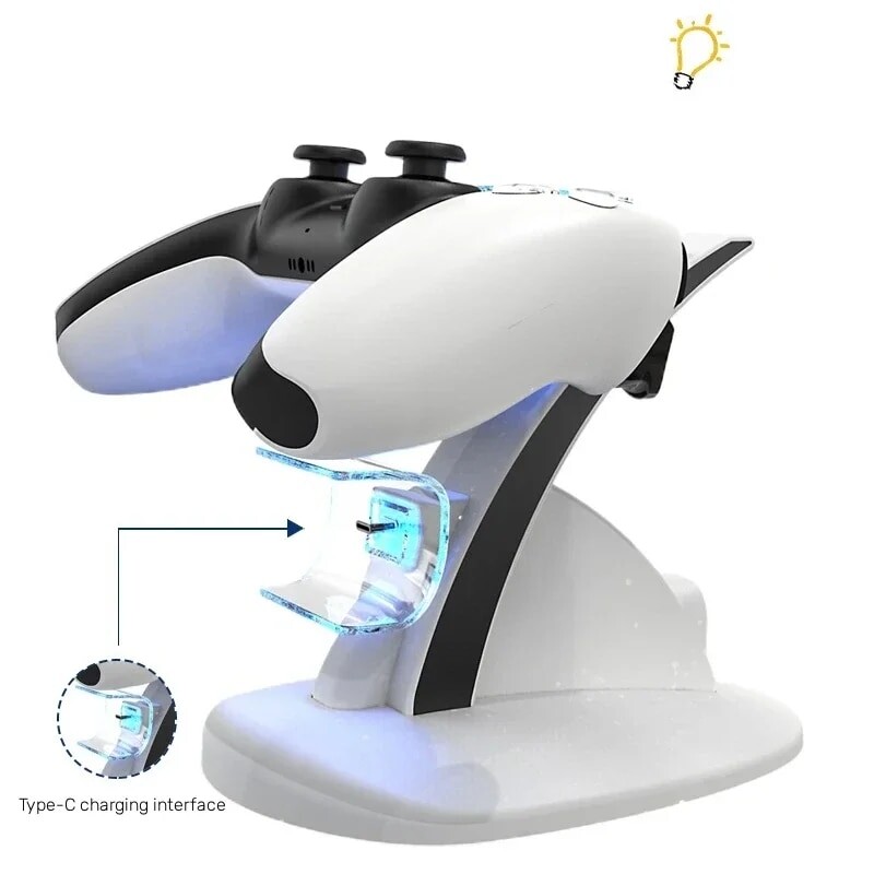 Gyors töltés PS5 vezérlőhöz Gamepad Kettős töltés Playstation 5 kontroller töltőhöz Dokkoló állvány Tartozékok